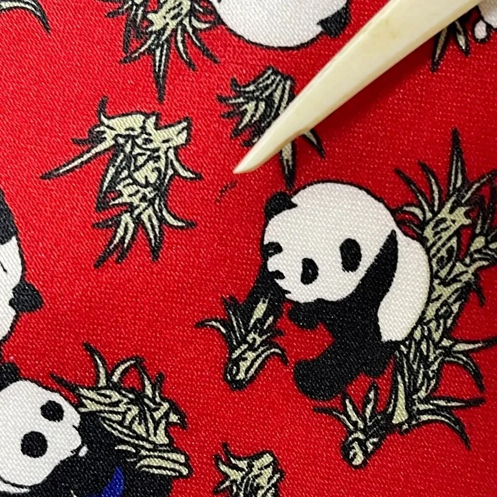 Rene Chagal Italian Design Mens Necktie Giant Panda Red Silk Classic Neck Tie